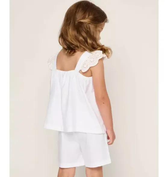 Girl's Twill Clara Short Set in White