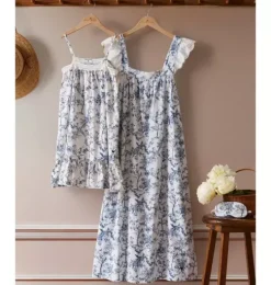 Girl's Twill Lily Nightgown in Blue Timeless Toile