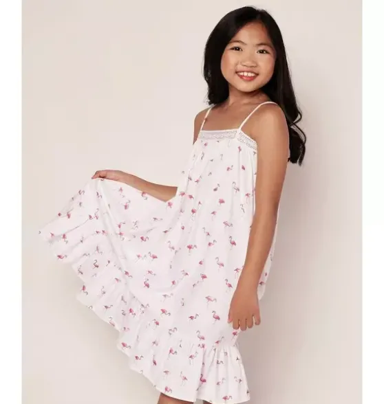 Girl's Twill Lily Nightgown in Flamingos