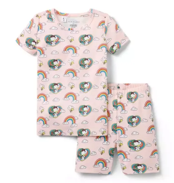Good Night Short Pajama In Peanuts Snoopy Rainbow