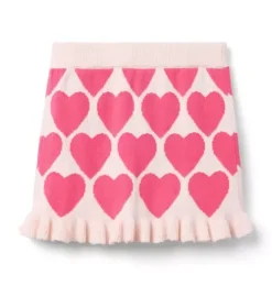 Heart Ruffle Hem Sweater Skirt