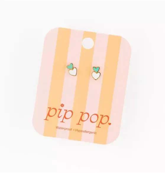Heart Stack Stud Earrings