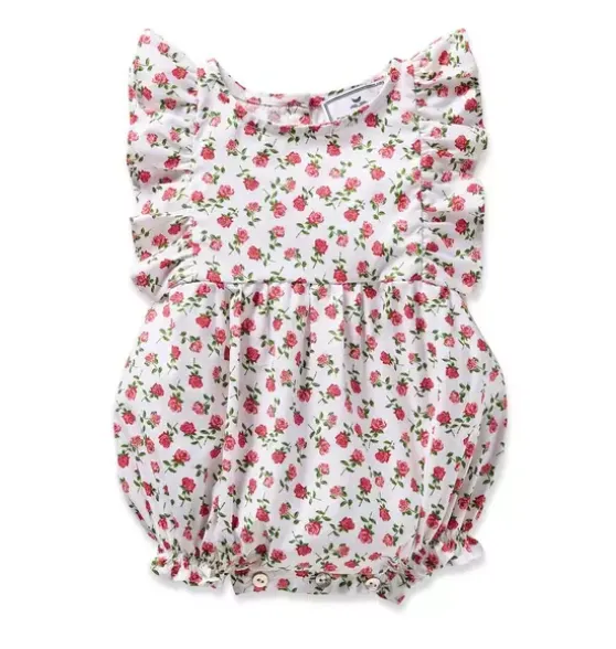 Infants Ruffled Romper in Petite Petals
