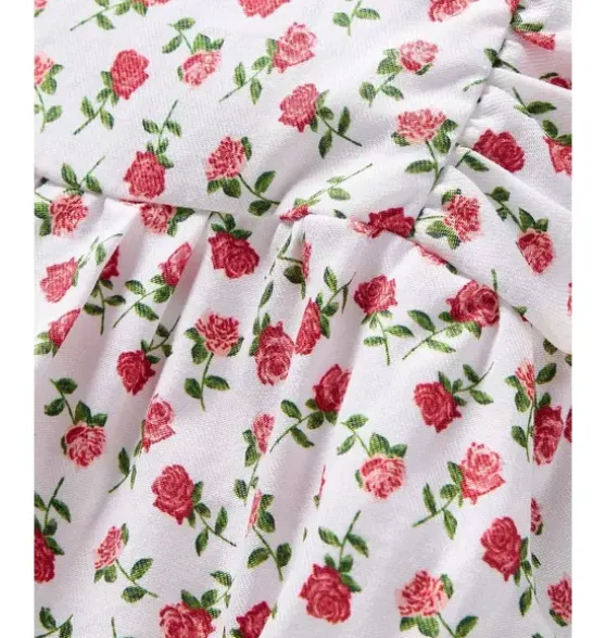 Infants Ruffled Romper in Petite Petals