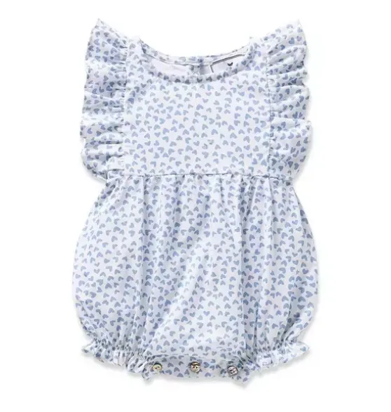 Infants Ruffled Romper in Bluehearts