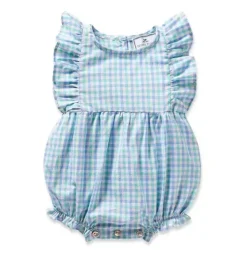 Infants Twill Ruffled Romper in Spring Gingham