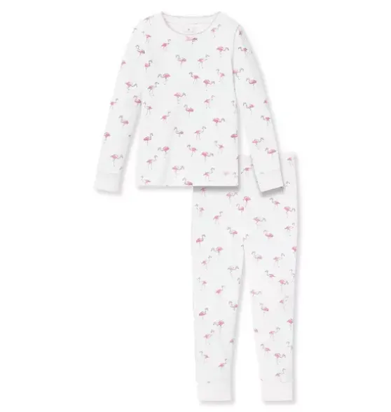 Kids Pima Snug Fit Pajama Set in Flamingos