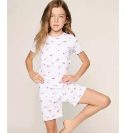 Kid's Pima Snug Fit Short Pajama Set in Flamingos