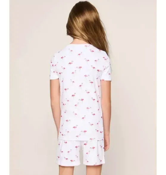 Kid's Pima Snug Fit Short Pajama Set in Flamingos