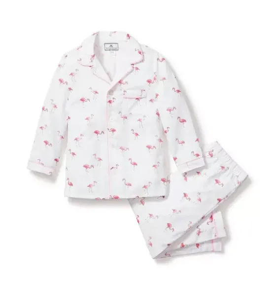 Kid's Twill Pajama Set in Flamingos