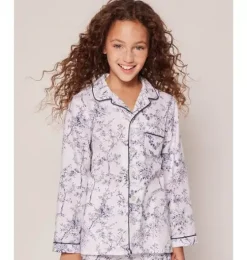Kid's Twill Pajama Set in Blue Timeless Toile