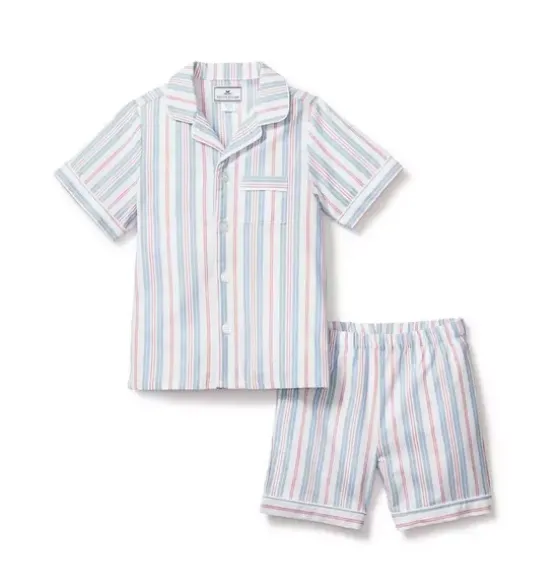 Kid's Twill Short Pajama Set in Vintage French Stripes