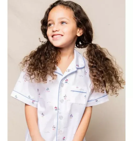 Kid's Twill Short Pajama Set in Bateau