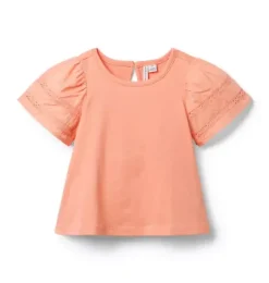 Lace Trim Puff Sleeve Top