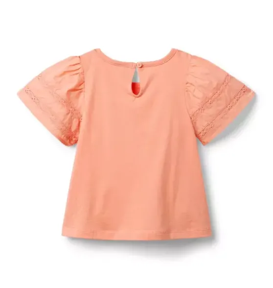 Lace Trim Puff Sleeve Top