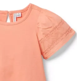 Lace Trim Puff Sleeve Top