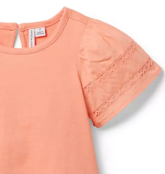 Lace Trim Puff Sleeve Top