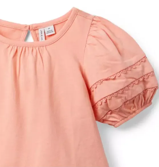 Lace Trim Puff Sleeve Top