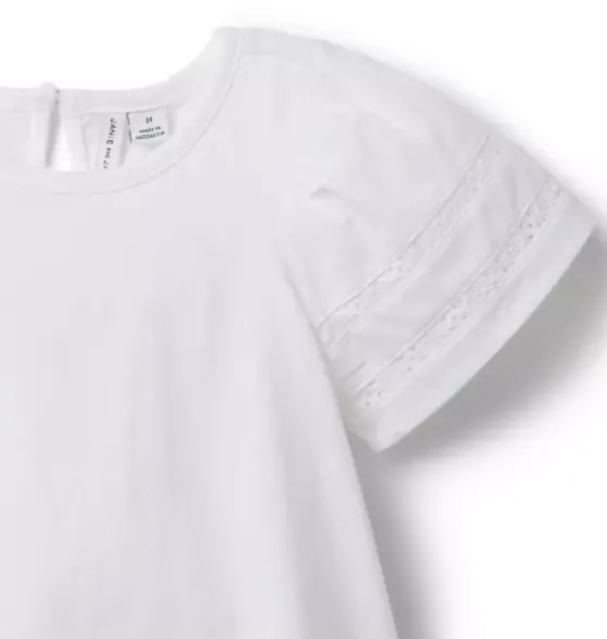 Lace Trim Puff Sleeve Top