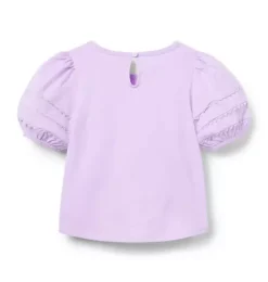 Lace Trim Puff Sleeve Top