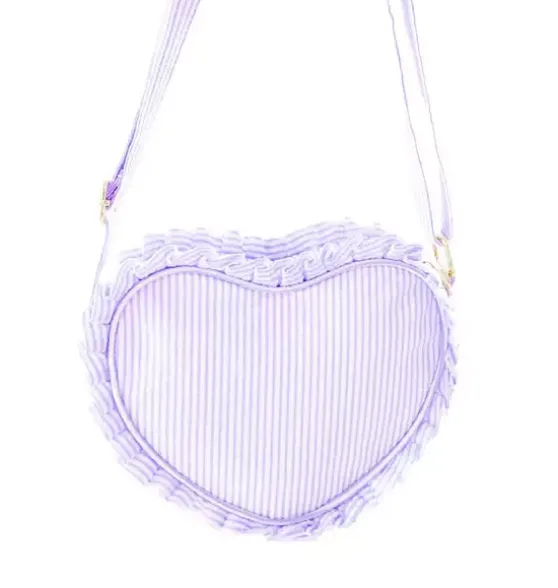Lavender Seersucker Heart Purse