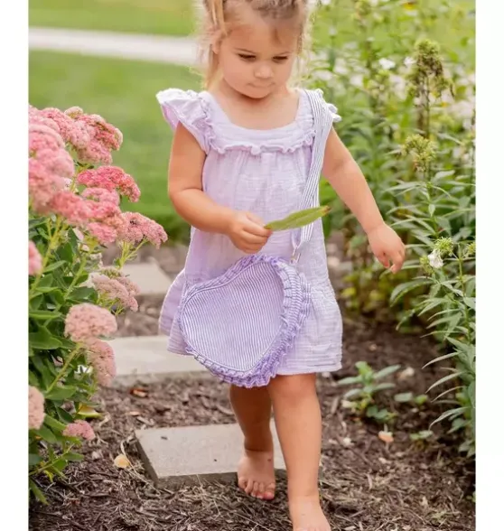 Lavender Seersucker Heart Purse