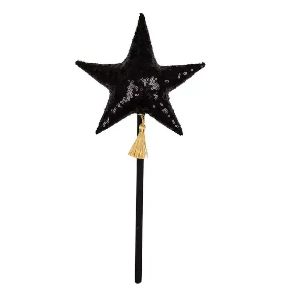 “Black Sequins” Crown and Wand Magic Set