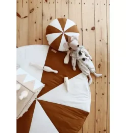 &ldquo;Caramel Circus&rdquo; Round Patchwork Pillow