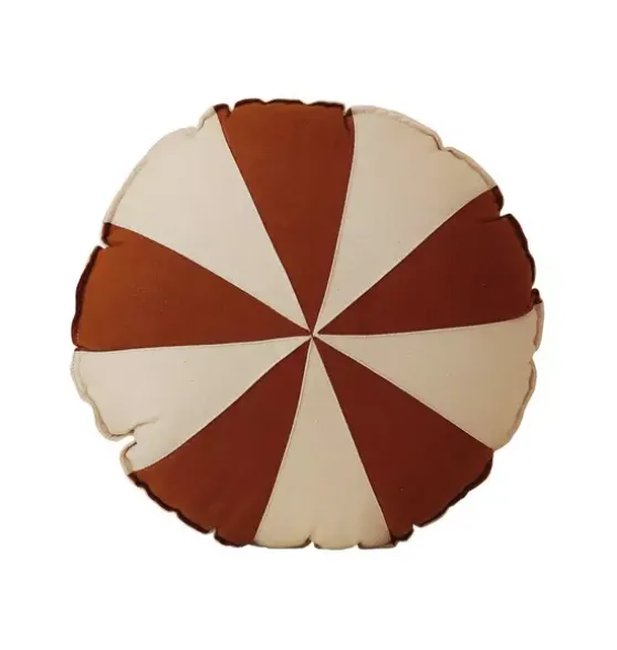 “Caramel Circus” Round Patchwork Pillow
