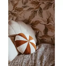 “Caramel Circus” Round Patchwork Pillow