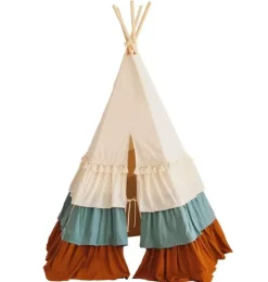 &ldquo;Circus&rdquo; Teepee Tent with Frills and "Caramel Candy" Mat Set