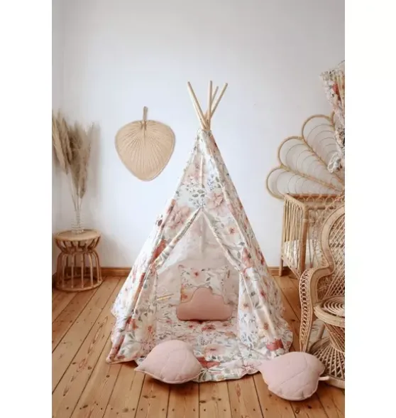 “Flower power” Teepee Tent and Round Mat Set
