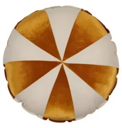 &ldquo;Gold Circus&rdquo; Round Patchwork Pillow