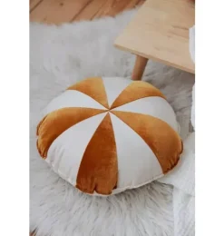 “Gold Circus” Round Patchwork Pillow