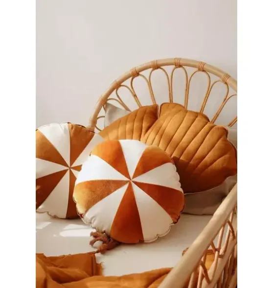 “Gold Circus” Round Patchwork Pillow