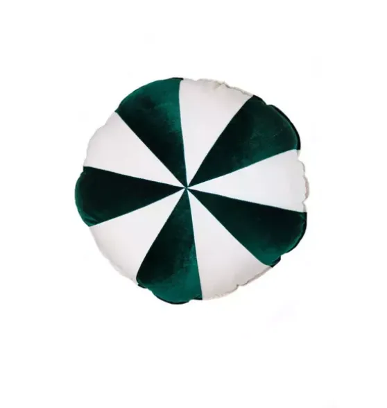 “Green Circus” Round Patchwork Pillow