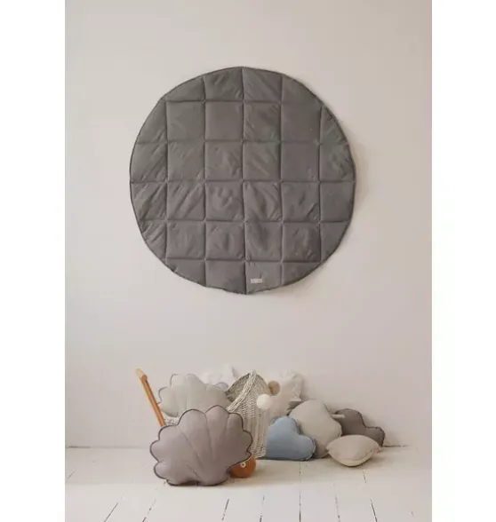 “Grey Pompoms” Teepee with Pompoms and Round Mat Set