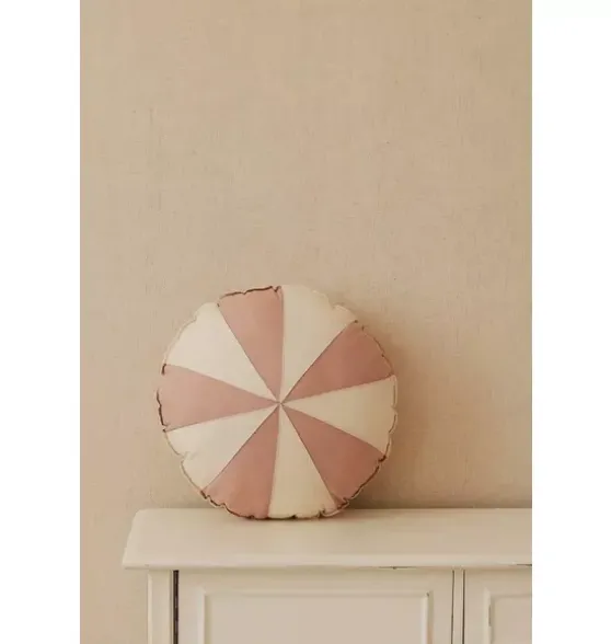 “Powder Pink Circus” Round Patchwork Pillow