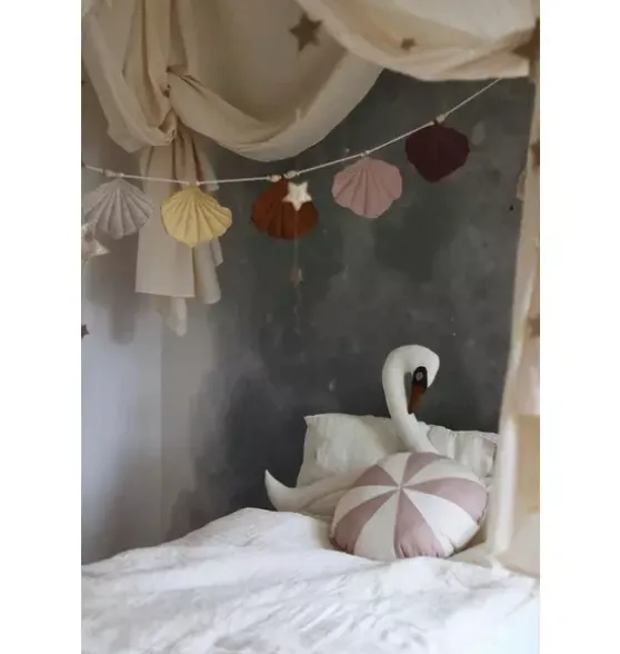 “Powder Pink Circus” Round Patchwork Pillow