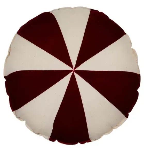 “Red Circus” Round Patchwork Pillow