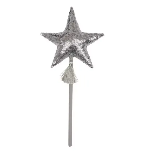 “Silver Sequins” Crown and Wand Magic Set