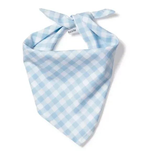 Light Blue Gingham Dog Bandana