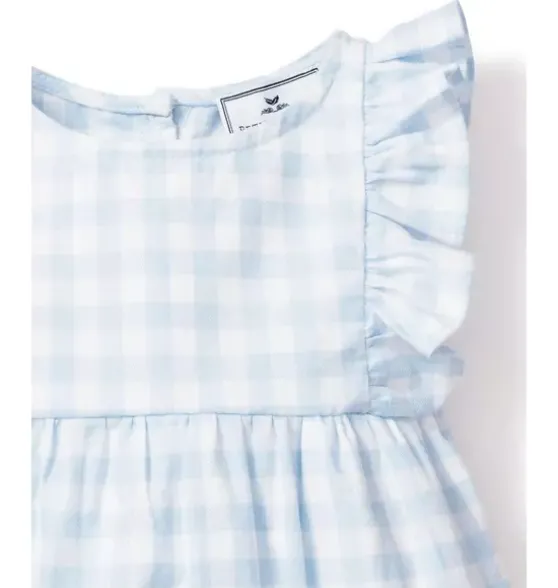 Light Blue Gingham Ruffled Romper