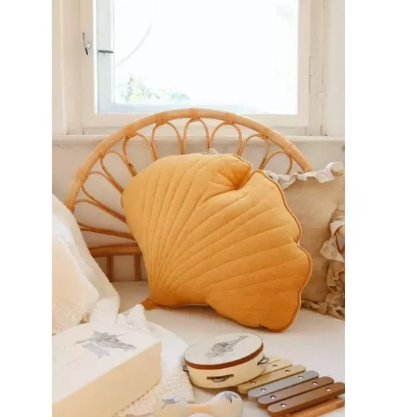 Linen “Mango” Ginkgo Leaf Pillow