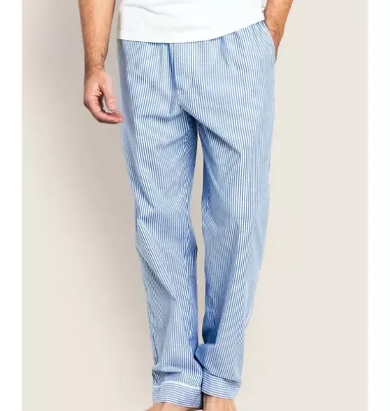 Men's Twill Pajama Pants in French Blue Seersucker