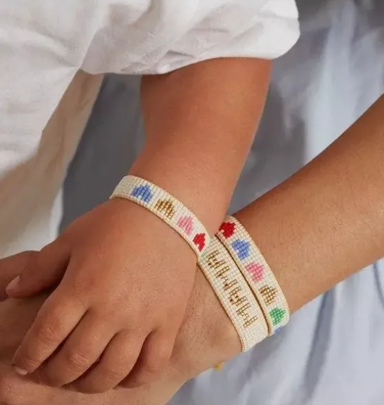 Mini & Me Rainbow Hearts Beaded Bracelet Set
