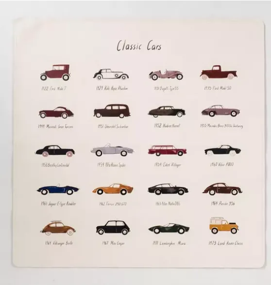 Mini High Chair Mat - Classic Cars
