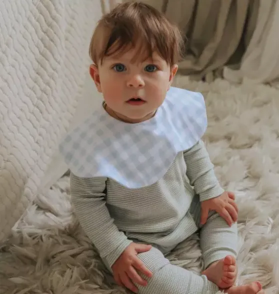 Picnic Gingham Winglet Bib - Blue