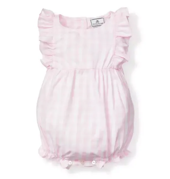 Pink Gingham Ruffled Romper