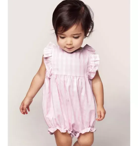 Pink Gingham Ruffled Romper